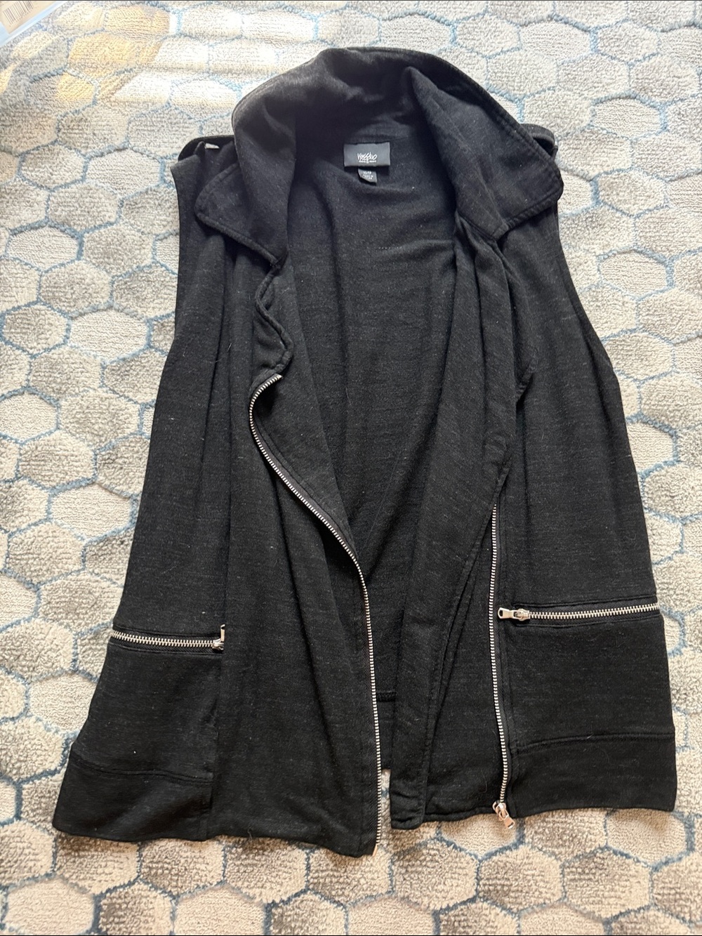 Women's Black Vest with Zip Details